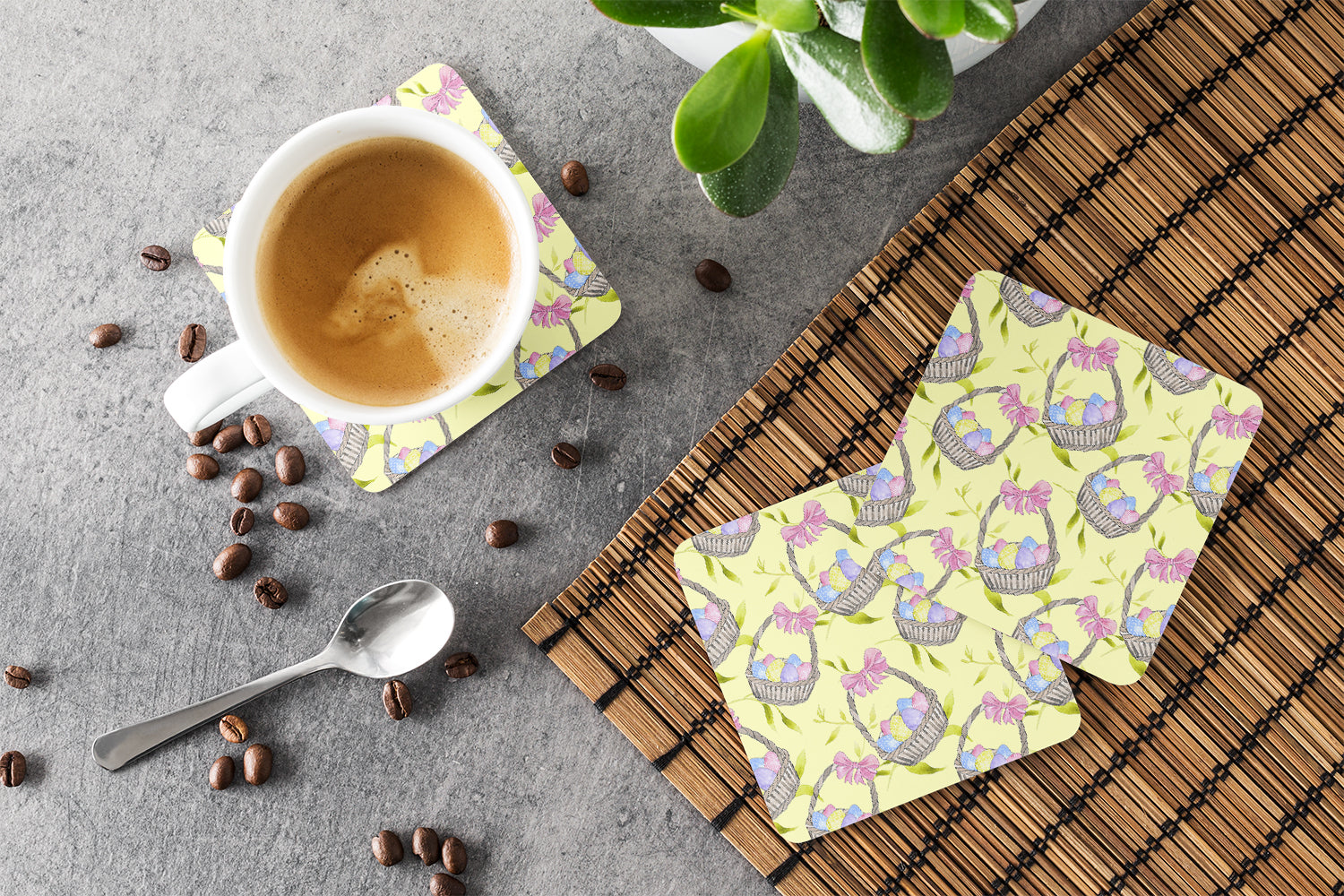 Easter Basket and Eggs Foam Coaster  BB7490FC