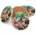 Louisiana Magnolias in Watercolor Large Sandstone Coasters Pack of 4 Absorbent Round Coasters Decor Gifts for Men or Women, 4 in, Multicolor