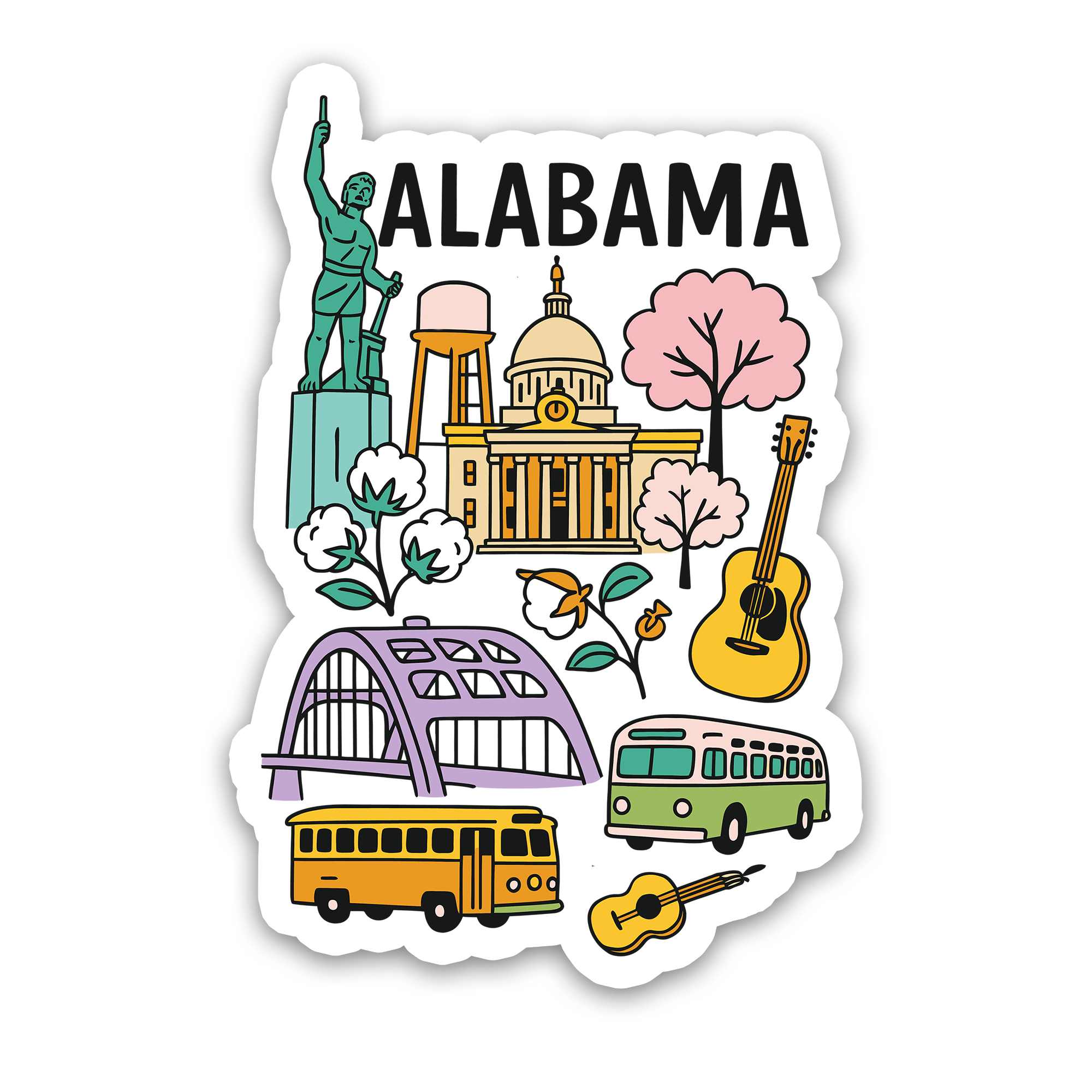Alabama State Icons Sticker