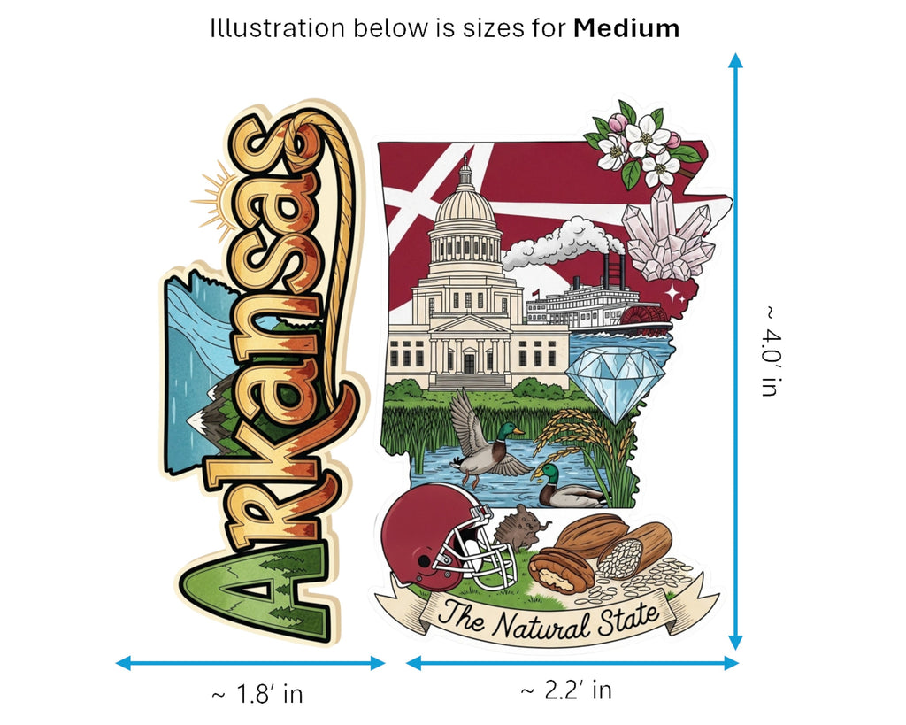 Arkansas Sticker and Magnet - The Natural State Statekins™ – USA State Souvenir | Waterproof & UV-Proof