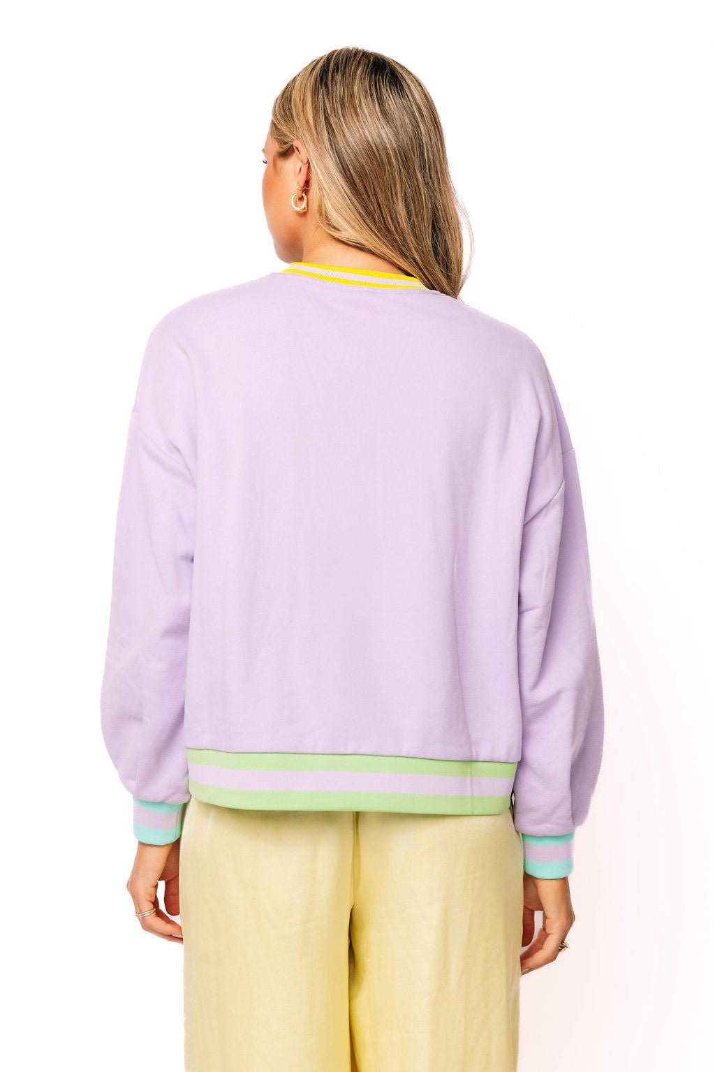 QOS Lavender Easter Egg & Flower Basket Sweatshirt